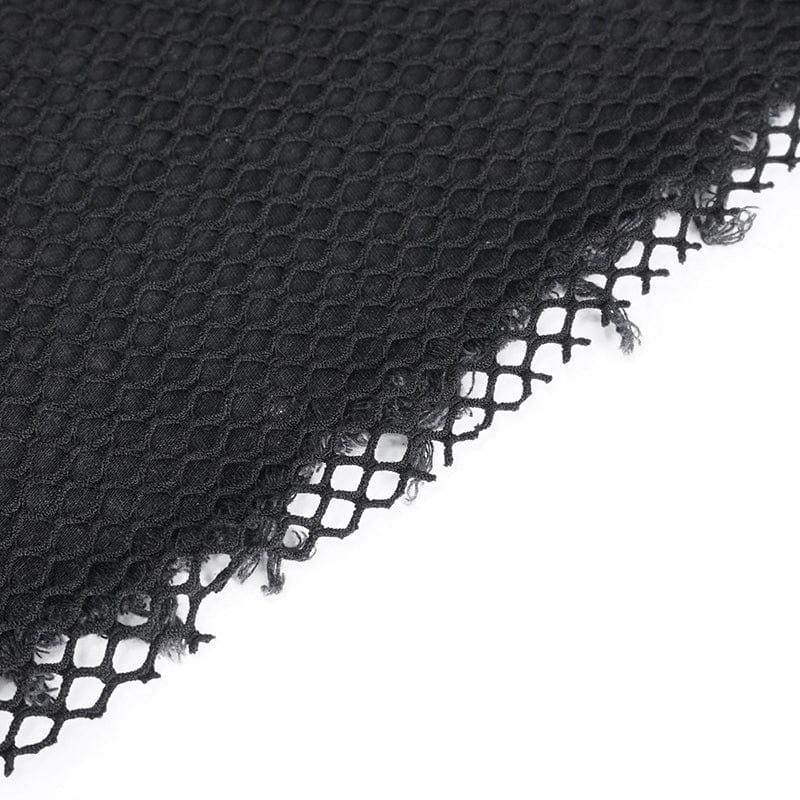 DEVIL FASHION Women's Punk Mesh Eyelets Ruffled Flared Pants