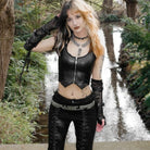 DEVIL FASHION Women's Punk Mesh Multi-buckle Gloves
