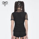 DEVIL FASHION Women's Punk Mesh Rings Short Sleeved Mesh Top