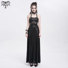 DEVIL FASHION Women's Punk Mesh Splice Chained Halterneck Honeymoon Dress