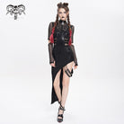 DEVIL FASHION Women's Punk Mesh Splice Cutout Dress with Detachable Strap