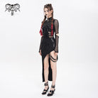DEVIL FASHION Women's Punk Mesh Splice Cutout Dress with Detachable Strap