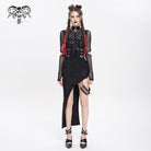 DEVIL FASHION Women's Punk Mesh Splice Cutout Dress with Detachable Strap