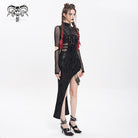 DEVIL FASHION Women's Punk Mesh Splice Cutout Dress with Detachable Strap