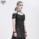 DEVIL FASHION Women's Punk Off-the-shoulder Ripped Shirt