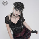 DEVIL FASHION Women's Punk Paper Clip Studded Ring Hat