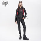 DEVIL FASHION Women's Punk Pentacle Buckle Strap Lace-up Jacket Black