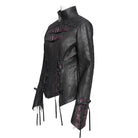DEVIL FASHION Women's Punk Pentacle Buckle Strap Lace-up Jacket Black