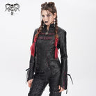 DEVIL FASHION Women's Punk Pentacle Buckle Strap Lace-up Jacket Black