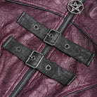 DEVIL FASHION Women's Punk Pentacle Buckle Strap Lace-up Jacket Red