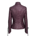 DEVIL FASHION Women's Punk Pentacle Buckle Strap Lace-up Jacket Red