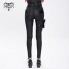 DEVIL FASHION Women's Punk Printed Buckle Strap Pants with Leg Bag