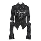 DEVIL FASHION Women's Punk Printed Cutout Turtleneck Shirt