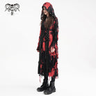 DEVIL FASHION Women's Punk Ripped Chain Lace Coat Black-Red