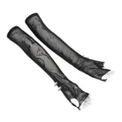 DEVIL FASHION Women's Punk Rivets Printed Mesh Gloves