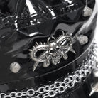 DEVIL FASHION Damen-Kappe mit Punk-Nieten und Totenkopf-Motiv, Kunstleder
