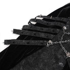 DEVIL FASHION Women's Punk Rivets Strap Chain Halterneck Dress