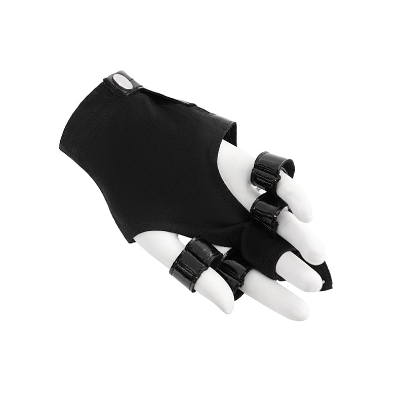 DEVIL FASHION Women's Punk Skull Studded Faux Leather Half-finger Bracelet