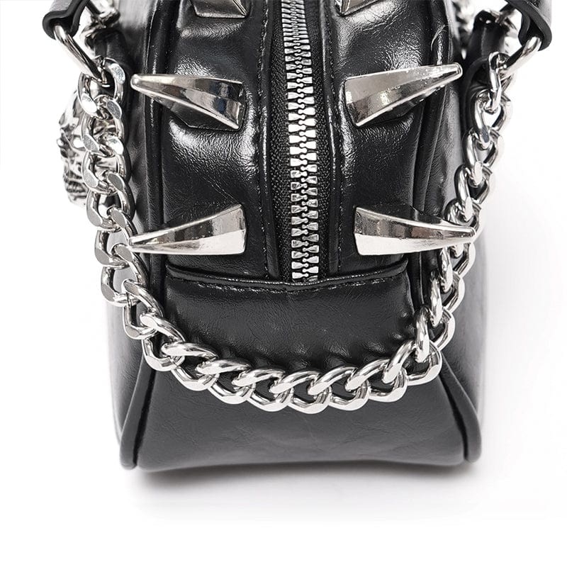 DEVIL FASHION Women's Punk Skull Studded Hand Bag