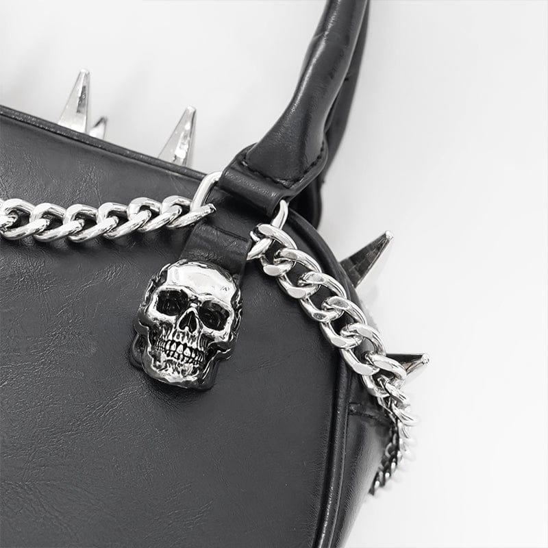 DEVIL FASHION Women's Punk Skull Studded Hand Bag