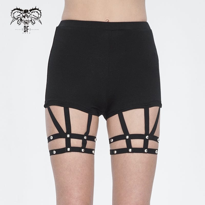 DEVIL FASHION Women's Punk Spaghetti Straps Shorts