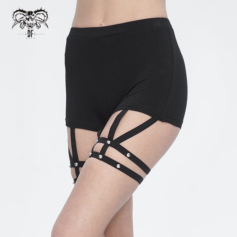DEVIL FASHION Women's Punk Spaghetti Straps Shorts