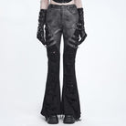 DEVIL FASHION Women's Punk Spike-Detailed Straps Ripped Flare Pants