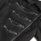 DEVIL FASHION Women's Punk Spiked Chained Lapel Slanted Placket Coat