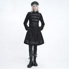 DEVIL FASHION Women's Punk Spiked Chained Lapel Slanted Placket Coat
