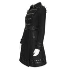DEVIL FASHION Women's Punk Spiked Chained Lapel Slanted Placket Coat