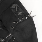 DEVIL FASHION Women's Punk Spiked Chained Lapel Slanted Placket Coat