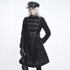 DEVIL FASHION Women's Punk Spiked Chained Lapel Slanted Placket Coat