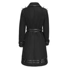 DEVIL FASHION Women's Punk Spiked Chained Lapel Slanted Placket Coat