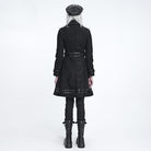 DEVIL FASHION Women's Punk Spiked Chained Lapel Slanted Placket Coat