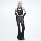 DEVIL FASHION Women's Punk Spiked Front Zipper Bustier