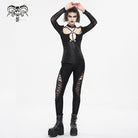 DEVIL FASHION Women's Punk Strappy Mesh Splice Ruched Leggings