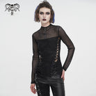 DEVIL FASHION Damen Punk-Trägershirt mit Netzstoff und Rüschen