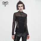 DEVIL FASHION Damen Punk-Trägershirt mit Netzstoff und Rüschen