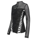 DEVIL FASHION Damen Punk-Trägershirt mit Netzstoff und Rüschen