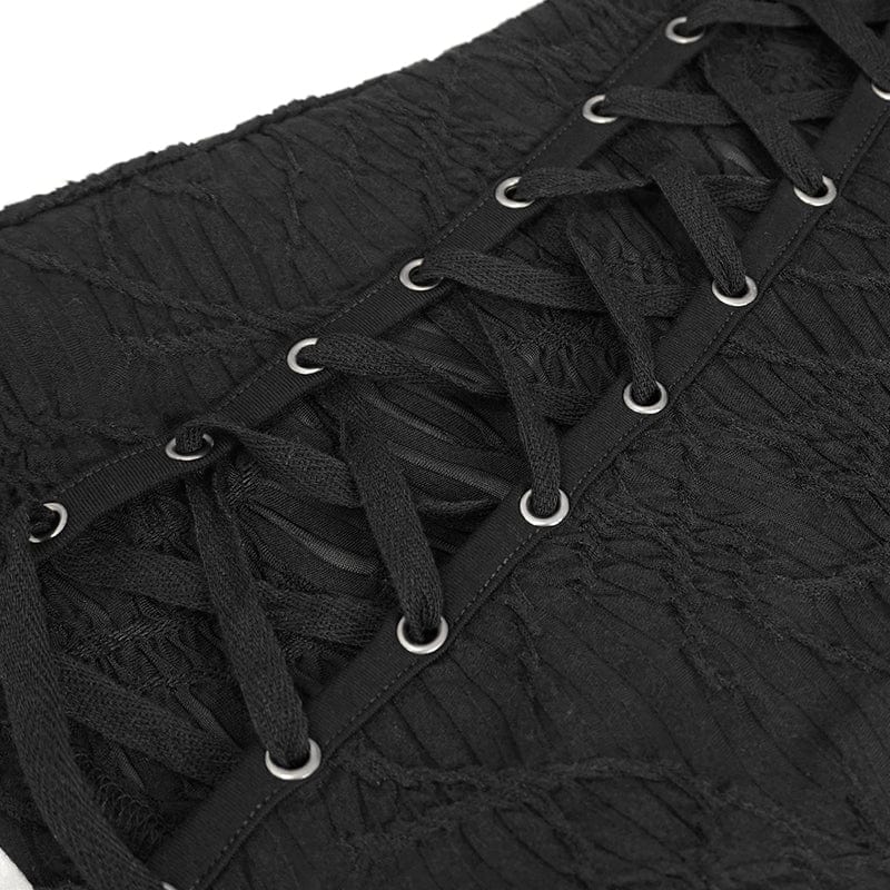 DEVIL FASHION Damen Punk-Trägershirt mit Netzstoff und Rüschen