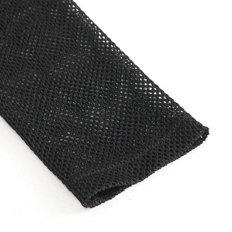 DEVIL FASHION Damen Punk-Trägershirt mit Netzstoff und Rüschen