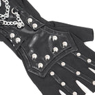 DEVIL FASHION Women's Punk Studded Chained Faux Leather Half-finger Gloves