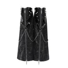 DEVIL FASHION Women's Punk Studded Chained Zipper Leg Warmers