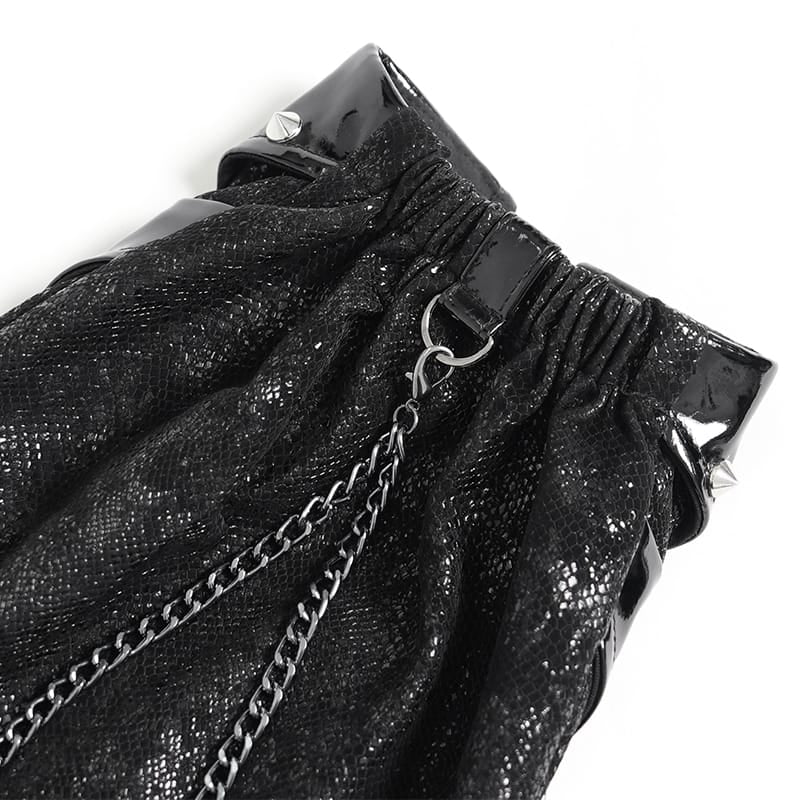 DEVIL FASHION Women's Punk Studded Chained Zipper Leg Warmers