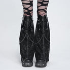 DEVIL FASHION Women's Punk Studded Chained Zipper Leg Warmers