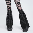 DEVIL FASHION Women's Punk Studded Chained Zipper Leg Warmers