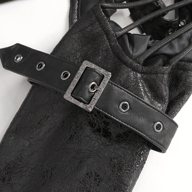 DEVIL FASHION Women's Punk Studded Faux Leather Harness Black