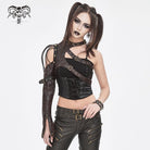 DEVIL FASHION Women's Punk Studded Faux Leather Harness Coffee