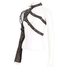 DEVIL FASHION Women's Punk Studded Faux Leather Harness Coffee