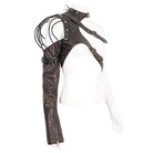 DEVIL FASHION Women's Punk Studded Faux Leather Harness Coffee